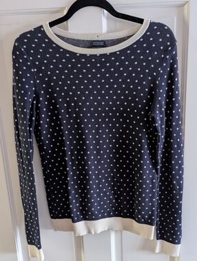 Women's Tommy Hilfiger Navy Crewneck Sweater with Cream Dot Pattern down Back